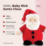 Bearington Nick Santa Claus Christmas Stuffed Animals - 6" Soft Christmas Stuffies for Kids with Red and White Hat, Soft Fur, and Weighted Bottom - Poseable Holiday Plush Toy - Gift for Teens and Kids