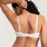 MOMANDA Lace Cotton Nursing Bras for Breastfeeding V Neck Wireless Nursing Sleep Bralettes Ultra Soft Iceland White Medium