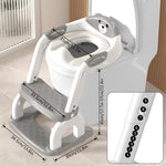 DEEKI Potty Training Seat Upgrade 2 in 1 Toddler Training Toilet Chair Potty Seat with Step Stool Ladder for Baby Kids Boys Girls(Grey)