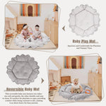 5-in-1 Plush Baby Play Gym, Baby Play Mats, Convertible Baby Gym with Pillow, Tummy time mat, 6 Sensory Toys, Baby Activity Center from Newborn to Toddler, Pet Bed, Cat & Dog Bed, Ball Pit, Grey