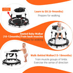 Baby Walker Foldable with 9 Adjustable Heights, Baby Walker with Wheels Portable, Infant Toddler Walker for Baby Boy Girls 6-18 Months (Black)