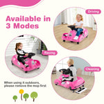 Costzon Electric Cleaning Go Kart for Kids, 12V Battery Powered Ride on Race Car with Detachable Mop, 3-Speed Remote Control, Horn, Music & Wireless Connection, Go Cart for Aged 2-5 Gifts (Pink)