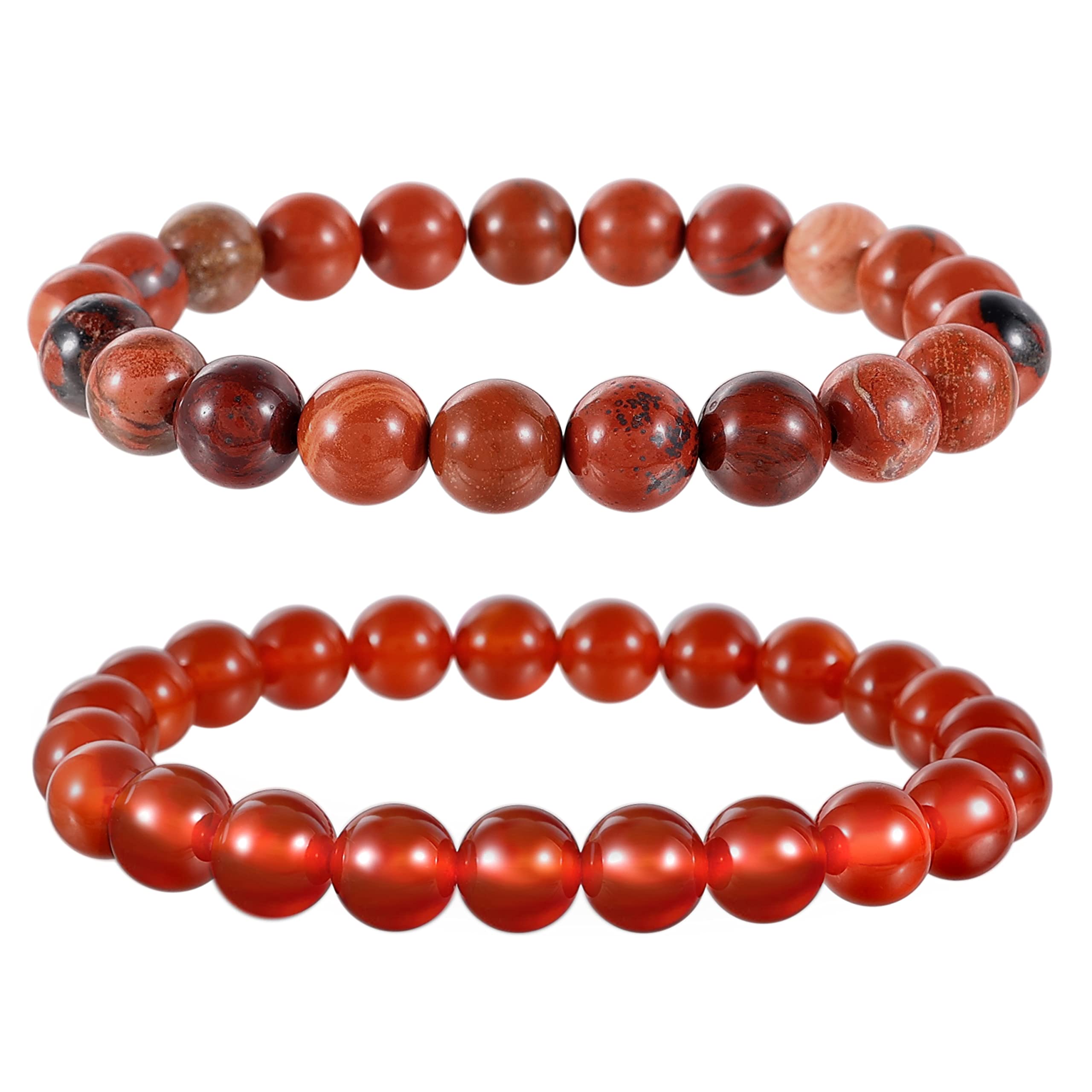 Bivei Natural Gemstone Semi Precious Healing Crystals Handmade Stretchy Round Beads Bracelet, Enhance Positive Energy