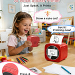 AI Sticker Box Printer for Kids - Voice to Sticker | Ink-Free Thermal Printing | BPA & BPS-Free | Kids Safe AI | Portable Mini Sticker Maker Machine for Home & DIY, Creative Gift Set for Kids Ages 5+