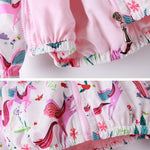 Feidoog Kids Baby Toddler Girls Cartoon Spring Fall Outerwear Windbreaker Zipper Hooded Jackets Coat,Unicorn,3-4T