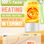 Portable Bottle Warmer for Travel – Fastest Heating & Charging & Long Battery Life, Fits Global 100-240V, Sterilization & Water Quality Test Mode, 17Oz Baby Milk Warmer for Breastmilk, Formula, Water