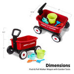 Radio Flyer My 1st Wagon 2-in-1 Walker & Pull Wagon with Beach and Garden Tools for Toddlers Ages 1-4, Red Amazon Exclusive