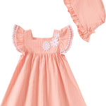 Kucnuzki Baby Girl Clothes Toddler Girls Summer Dress Ruffle Fly Sleeve Casual Sundress Square Neck Cute Outfit for Kids