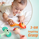 iPlay, iLearn Baby Shaker Rattle Toy, Babies Teething Sensory Toys 3-6-12 Month, Infant Development Tummy Time Animal Rattles Set, Newborn First Birthday Gift 4 5 7 8 9 10 Month Old Toddlers Boy Girl