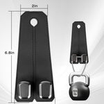 VETERBONE Car Hooks for Headrest, 2Pcs Seat Back Storage Hook Luxurious Leather 100% Metal Multifunctional Car Hanger & Holder for Heatrest, Seat, Bag, Purse (Black)