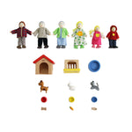 Hape Award Winning Wooden Dollhouse with Pet Set, Unique Accessories for Imaginative Play, 6 Family Figures - Adults 4.3" and Kids 3.5"