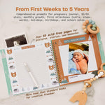 Keepsake Baby Memory Book for Baby Boy or Girl – Timeless Woodland Baby Journal Scrapbook Photo Album for First 5 Years – Milestone Book to Record Every Event from Birth to Age 5