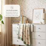 dadada Austin 5-Drawer Dresser for Nursery and Bedroom - Modern Design, Large Storage, Baby-Safe Finish, Soft Close Drawers, Anti-Tip Safety, Solid Wood Feet, Durable Construction (White+Walnut)