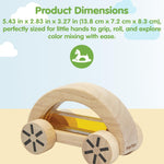 PlanToys® Wautomobile – Yellow | Montessori Wooden Toy Car for Toddlers | Water-Filled Sensory STEM Vehicle | Educational Cause-and-Effect Toy for Kids | Eco-Friendly, Safe & Durable