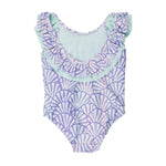 RuffleButts Girls UPF50+ Sun Protection Ruffle V-Back One Piece Swimsuit - Magical Mermaid, 3T