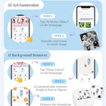 Memoking Sticker Printer - Mini Printer T02 Thermarote Mini Inkless Label Makers Thermal Sticker Maker Machine for Children Students Kid Gift, Compatible with Phone & Tablet, White