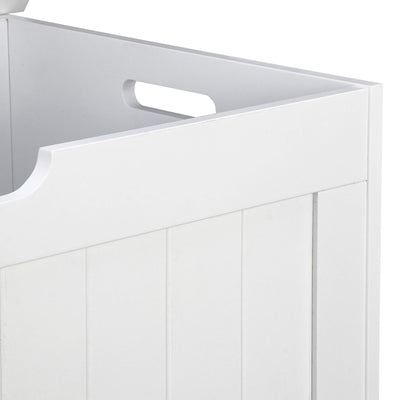 Saturnpower 30 inches Kids Wooden Toy Chest Storage Space with 2 Safety Hinge Modern Decorative Toys Bench Box for Playroom Bedroom Living Room (White)