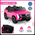Costzon 2 Seater Ride on Truck, 24V Licensed Cadillac Kids Car Electric Vehicles w/Remote Control, 3 Speeds, LED Lights, Horn, Music, Story & 4-Wheel Spring Suspension, Ride on Car Toy for 3+ (Pink)
