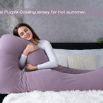 Meiz U Shaped Sleeping, Cooling 60‘’ Maternity Pillow for Pregnant Women with Jersey Cover, Purple