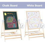 QZMTOY Kids Art Easel, Deluxe Standing Easel Set, Adjustable Art Table, Dry Erase Board&Chalkboard Double Sided Stand, 360°Rotating Drawing Easels with Art Supplies, Adjust Height 28-39in