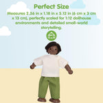 PlanToys® Wooden Dad Dollhouse Figurine – Dark Skin Tone | Poseable Doll with Bendable Rope Arms & Legs | Montessori Pretend Play Doll House People for Kids (1:12 Scale)