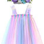 BGFKS Layered Tulle Tutu Dress for Toddler Girls,Baby Girl Rainbow Tutu Princess Skirt Set with Flower Headband.