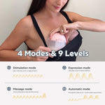 MomMed S33 Wearable Breast Pump – Double Hands-Free Electric Breast Pump with 4 Modes, 9 Suction Levels, Night Light, Portable Quiet & Rechargeable, 17/19/21mm Flange Inserts (Pink, 2 Pack)