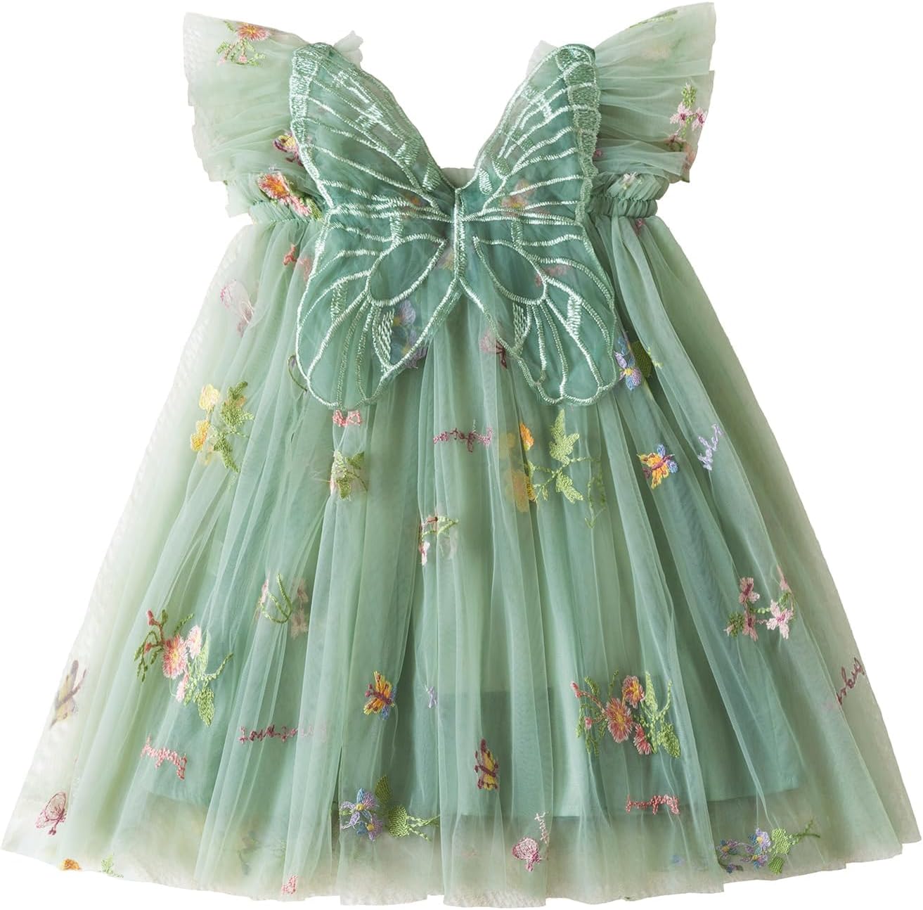 NNJXD Baby Girl Tulle Dress Casual Flower Embroidery Toddler Dresses