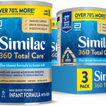 Similac 360 Total Care Infant Formula, Has 5 HMO Prebiotics, Our Closest Prebiotic Blend to Breast Milk, Non-GMO, Baby Formula Powder, 36-oz Value Can, Pack of 3