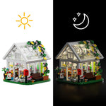 Flower House Building Set, Creative Garden Playset Toy with LED Light, Build a Greenhouse Model, Great Gift for Friends or Girls (597 Pieces)