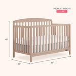 Dream On Me Odelle 5-in-1 Convertible Full-Size Baby Crib in Almond Butter, GreenGuard Gold & BSA Converts to Toddler, Day & Full-Size Bed, Sustainable Pinewood, 3 Mattress Heights