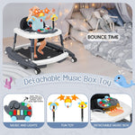 Wolfcode 5-in-1 Music and Lights Baby Walker Foldable with 5 Adjustable Heights, Baby Walker with Wheels and Bouncer Combo Portable, Infant Toddler Walker for Baby Boy Girls 6-18 Months