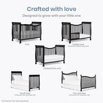 Dream On Me Violet 7 in 1 Convertible Life Style Crib in Black, Greenguard Gold Certified 58x29x39 Inch (Pack of 1)