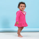 Gerber Baby Girls Toddler Zipper Hoodie Terry Swimsuit Cover Up, Pink, 18 Months