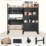 2-in-1 Baby Diaper Caddy Organizer and Storage-3 Tier Rolling Baby Cart with Dividers and Drawers, Baby Essentials for Nursery Storage, Mobile Utility Cart with Wheels Large Capacity Easy To Assemble