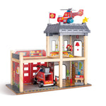 Hape Fire Station Playset| Wooden Dollhouse Kid’s Toy, Stimulates Key Motor Skills and Promotes Team Play