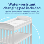 Graco Benton Changing Table with Bonus Water-Resistant Changing Pad (White) - GREENGUARD Gold Certified, Includes Diaper Change Pad with Safety Strap, 2 Open Storage Shelves for Organizing