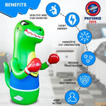 Inflatable Dinosaur Punching Bag for Kids – Bop Bag for Toddlers and Children Ages 3-14 – 47" Blow Up Toy with Bounce-Back Action – Fill Base with Sand or Water