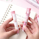 4 Pcs Cute Pink Retractable Eraser with 4 Pcs Extra Refills Cartoon Eraser Pencil Erasers for School Kids Boy Girl Women (4Pcs Peach)