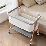 Bassinet Bedside Sleeper, Bedside Bassinet for Newborn, Baby Bassinet with 5 Adjustable Height, Rocking Bassinet with Wheels, Breathable Mesh & Mattress, Easy Folding Portable Bedside Crib(Gray)
