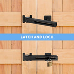VANROUG Flip Gate Latch Lock with Padlock Hole, Safety Door Bolt Latch Lock, Barn Door Lock Adjustable Door Latch for Swing Door, Outdoor Wooden Fence, Shed, Garage, Yard, Matte Black
