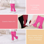 DREAM BUS 5 Pack Baby Pants Toddler Girl Ribbed Ruffle Bell Bottoms Toddler Leggings Baby Boy Pants Newborn Girl Flare Pants