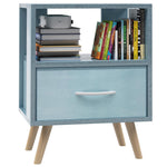 Aenuert Night Stand, Blue Kids Nightstand with Drawer, Nursery Side Table with Open Storage, 2-Tier Modern End Table, Bedside Table for Small Space, Living Room, Bedroom