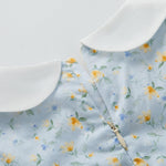 pureborn Baby Girls Woven Dress Long Sleeve Spring Fall Playwear Dresses Light Blue Florall 6-12 Months