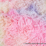 Asuprui Pouf Ottoman Unstuffed Round Bean Bag Poof Ottoman Seat Soft Faux Fur Footrest Stool 20x20x12 Inches Fuzzy Chair Floor Chair Foot Rest with Storage for Living Room Bedroom Rainbow Pouf Cover