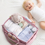 CEI-CEI Baby Diaper Caddy Organizer Large Nursery Storage Basket with Removable Dividers for Newborn Essentials,Changing Table and Car Organizer for Baby Diaper Storage,Baby Shower Gifts（Baby Pink）