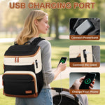 Mancro Diaper Bag Backpack for Women, Lightwight Baby Bag for Mom with 3 Insulated Pockets, Multifunctional Water Resistant Baby Backpack for Travel with USB Port & Stroller Straps