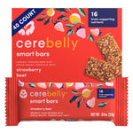 Cerebelly smart bars packaging with strawberry beet flavor on a white background