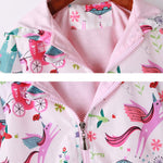 Feidoog Kids Baby Toddler Girls Cartoon Spring Fall Outerwear Windbreaker Zipper Hooded Jackets Coat,Unicorn,3-4T