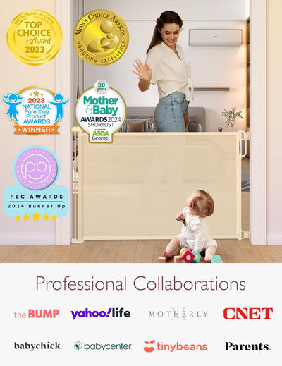 Momcozy Retractable Baby Gate, 33" Tall, Extends up to 55" Wide, Child Safety Baby Gates for Stairs, Doorways, Hallways, Indoor, Outdoor